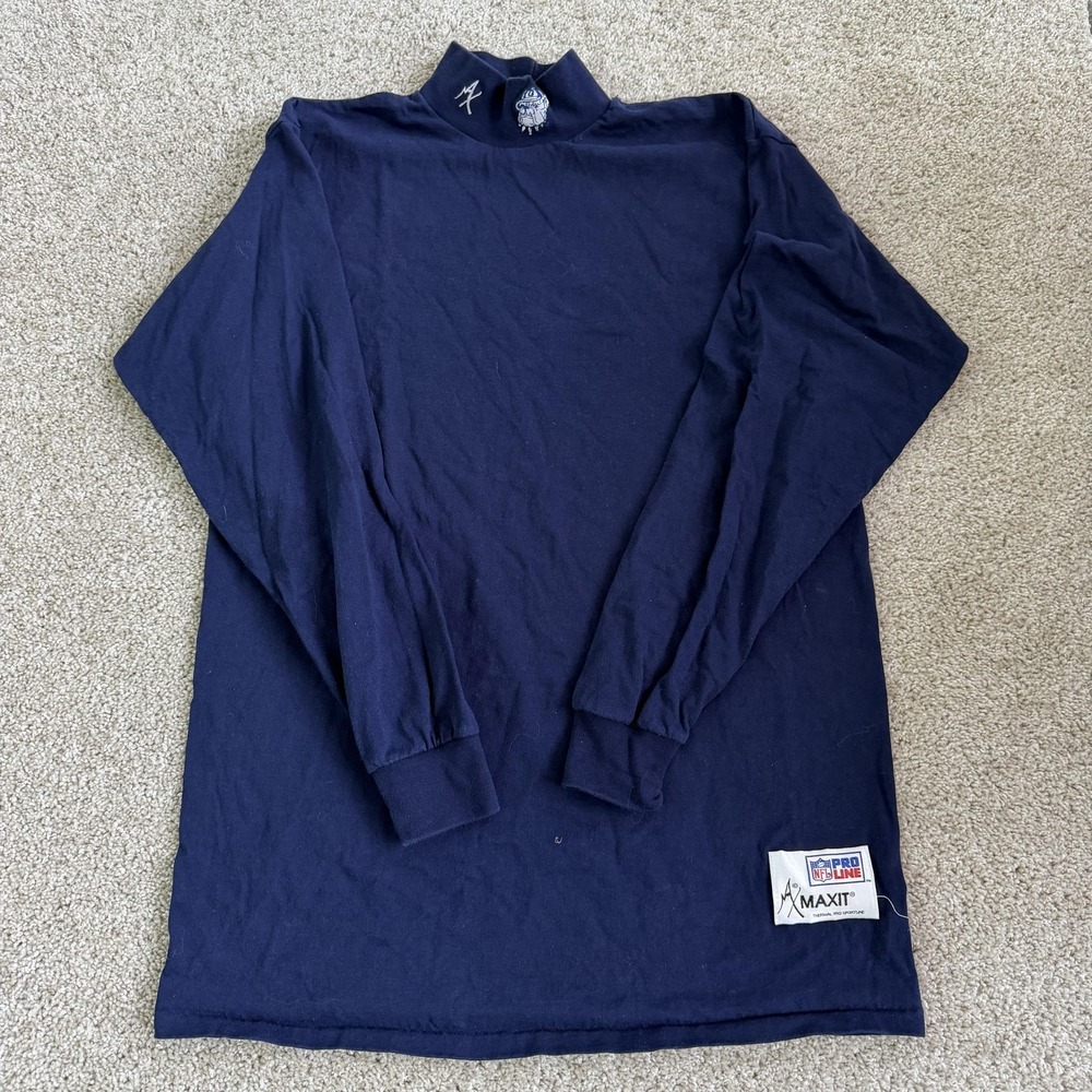 Vintage NFL Pro Line Shirt Mens Large Blue NFL Football Maxit Mock Neck Thermal
